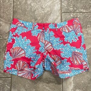 Lilly Pulitzer 100% Cotton Fuchsia Barclay Coral Sea Shell Avenue Short sz‎ 4